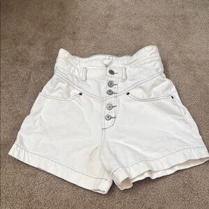 Abercrombie and Fitch Women's White High-Waisted Shorts